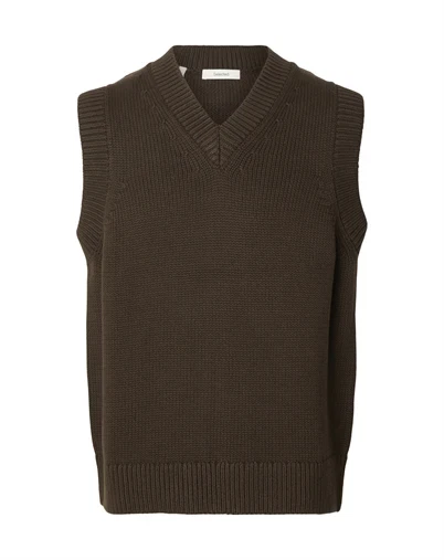 Selected - SLMBraun Heavy Strik Vest - Turkich Coffee